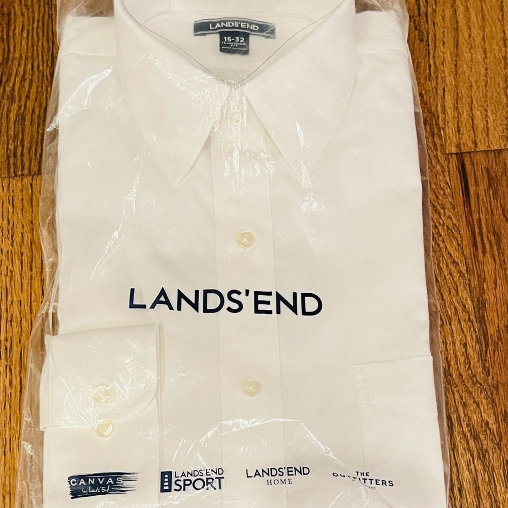 Lands' End Men's Classic White Dress Shirt